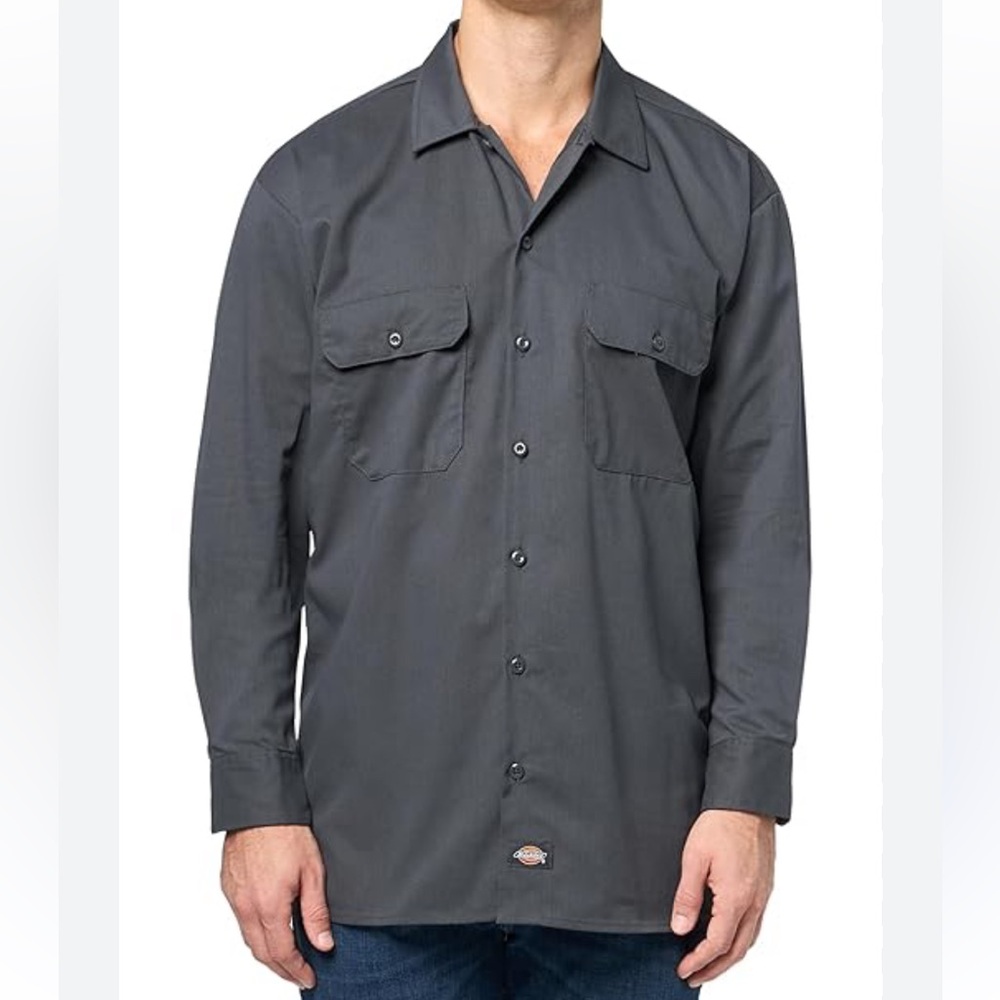 DickiesFlex Black Long Sleeve Work Shirt Sz M